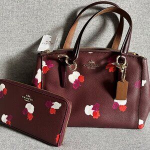 COACH Mini Christie Convertible Carryall in Burgundy with Matching Wallet *NWT*